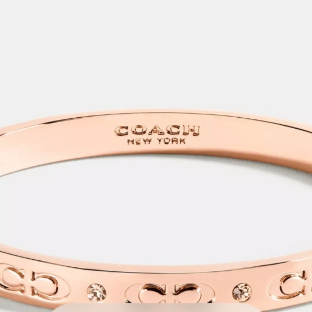 NWOT Coach Women's Signature Hinged Bangle Rose Gold CX686 $98